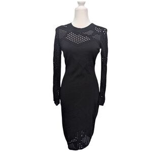 MILLY Knit Fit Bodycon Black Dress Size M